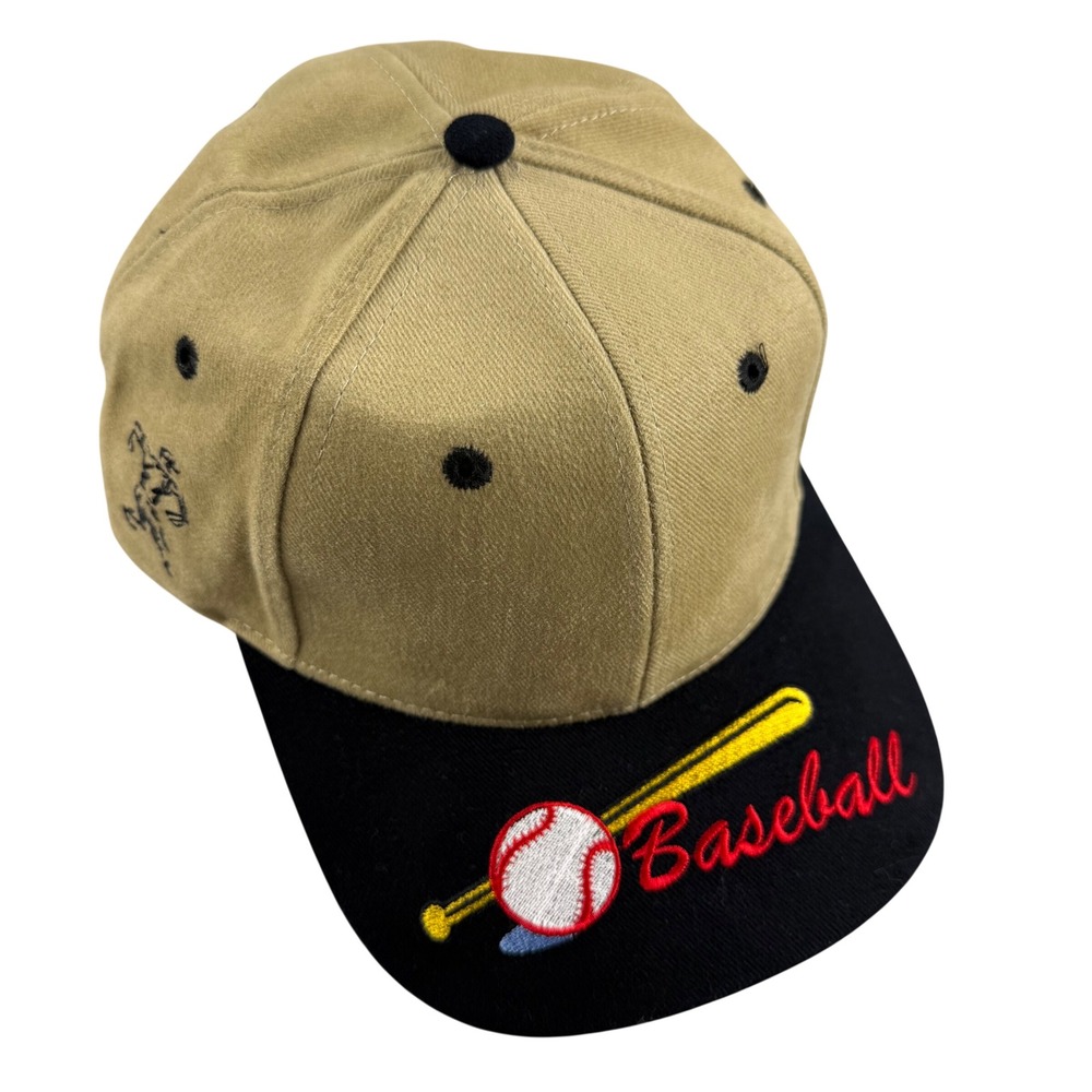 Nissin Baseball Cap Tan Black Two Tone Embroidered Adjustable Strapback Hat - Picture 7 of 12